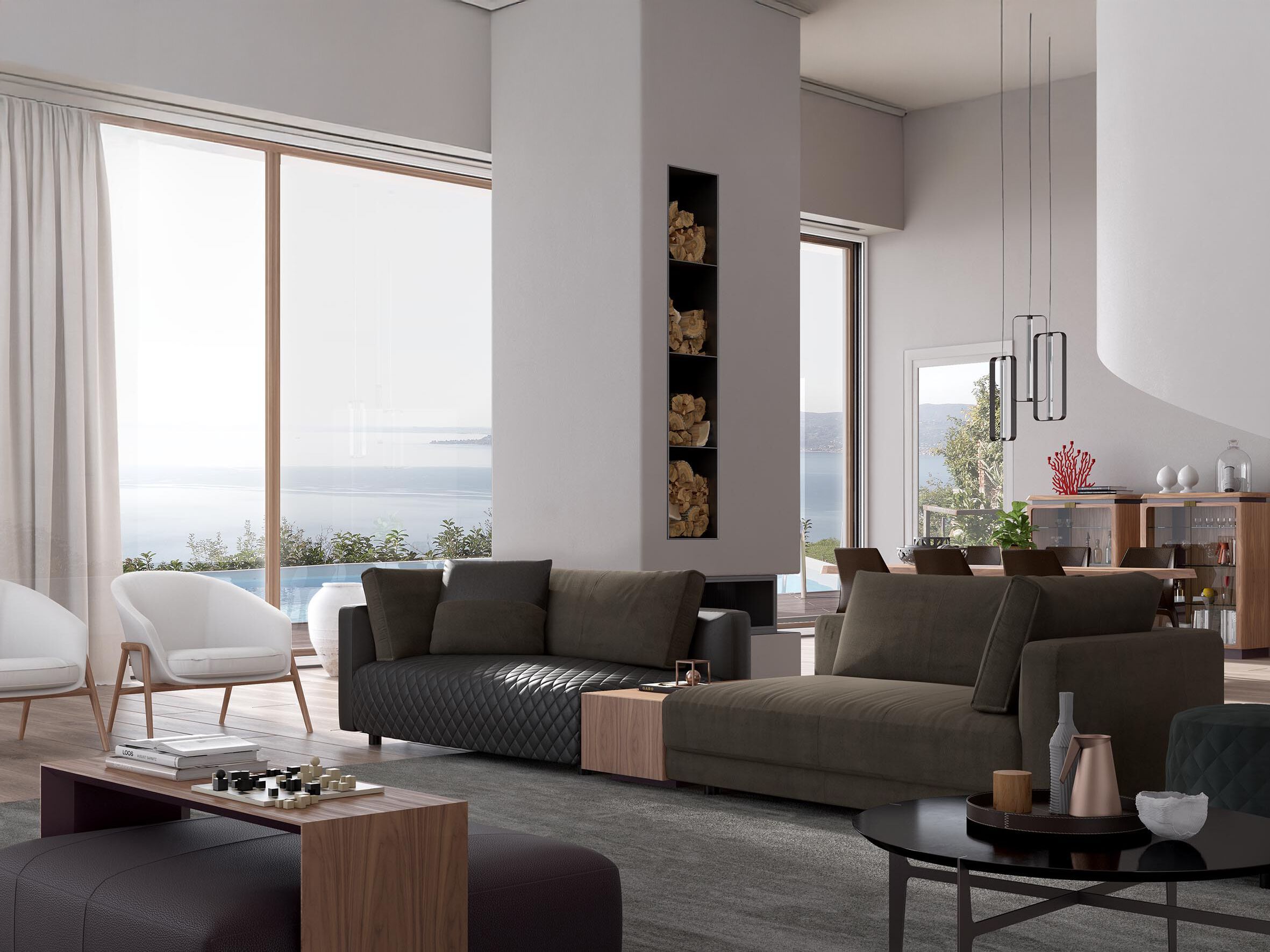 Тканевый диван с журнальной стойкой Natuzzi Italia Melpot ARCH-00030074 - Вид №3