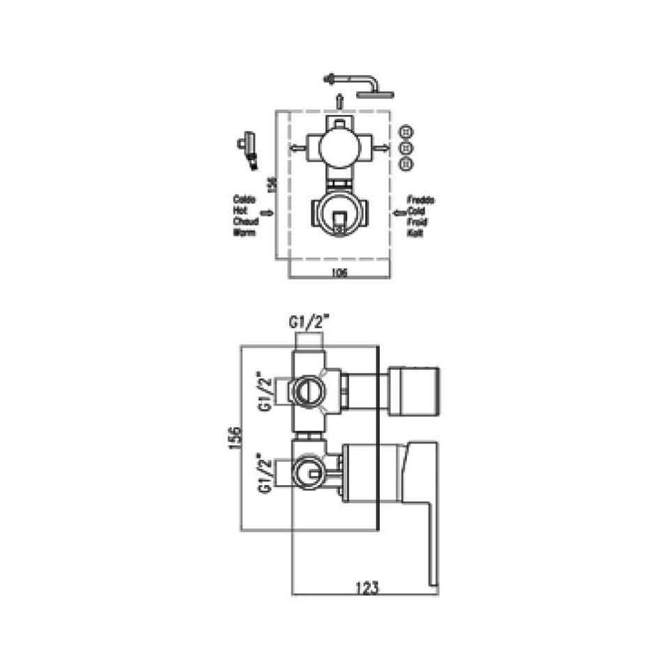 PE880601740 Смеситель для душа , белый Webert Pegaso - Вид №1