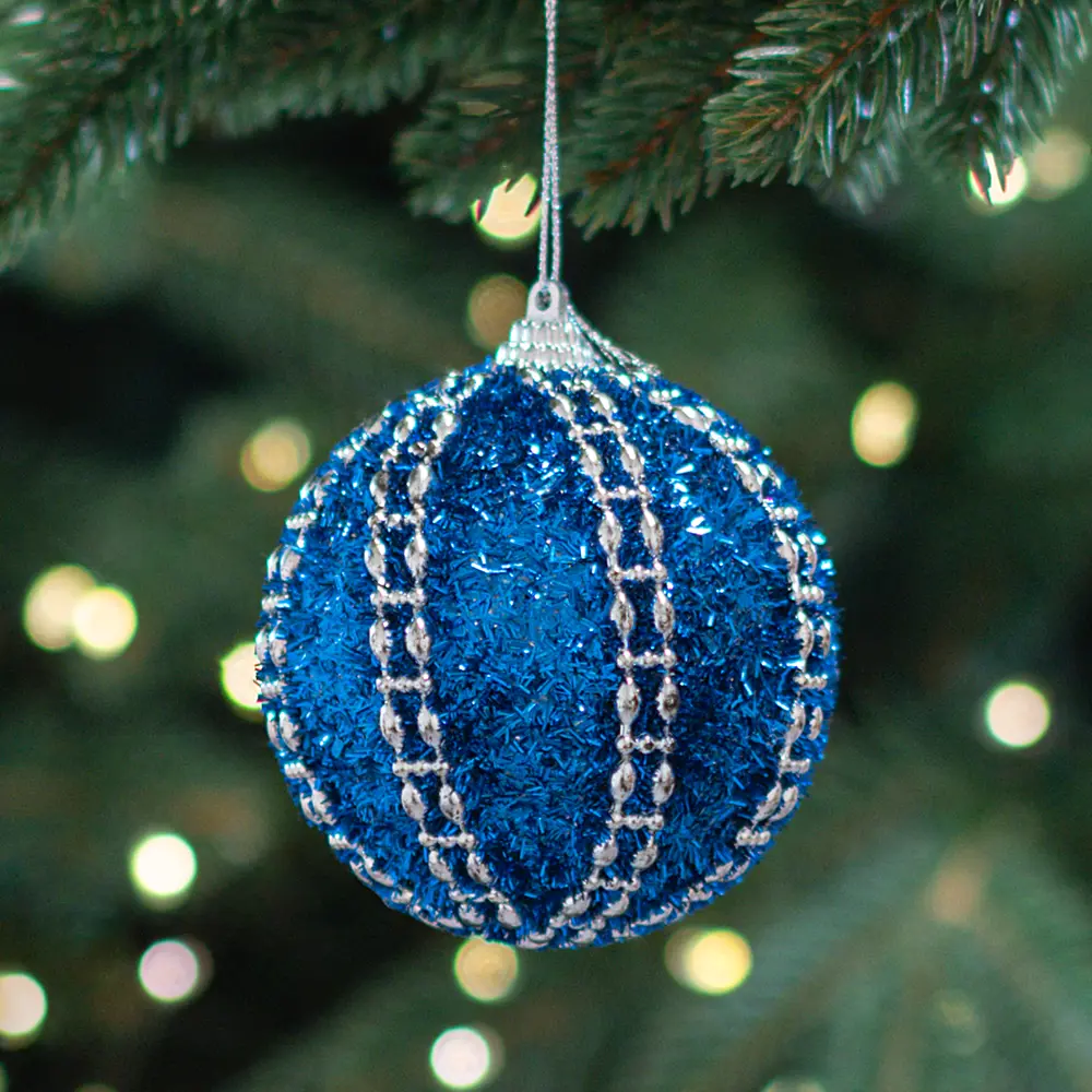 Елочный шар KREAFORTA с блестками, синий, ø8 см 89420662 STLM-1582838