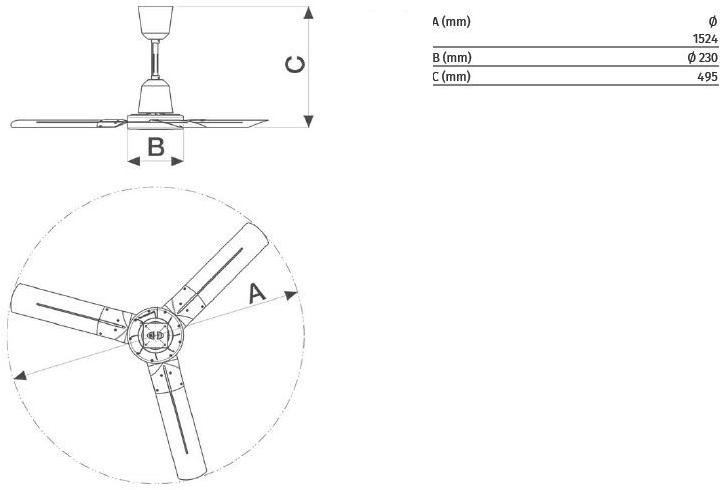 Vortice Реверсивный промышленный потолочный вентилятор Nordik hd 61026 - Вид №3
