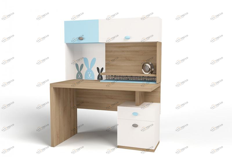 Надстройка на стол ABC-KING/навесная полка левая MIX BUNNY (голубой, ) 4631147961495