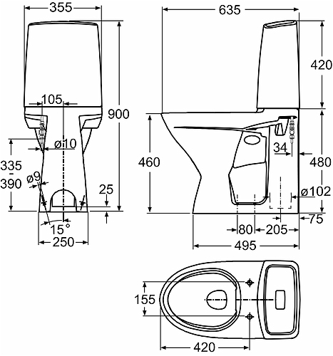 3926201201 Компакт унитаз с бачком Белый IDO  Швеция  - Вид №1