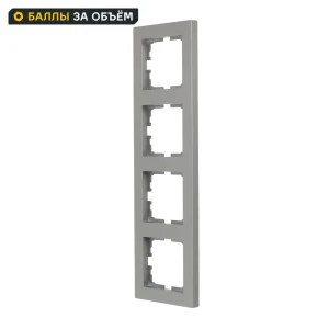 Рамка для розеток и выключателей Lezard Vesna 4 поста цвет платина