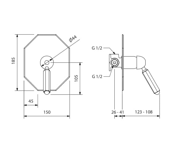 Встраиваемый однорычажный смеситель для душа с пластиной Park Avenue Dark White ARCH-00048186 - Вид №2