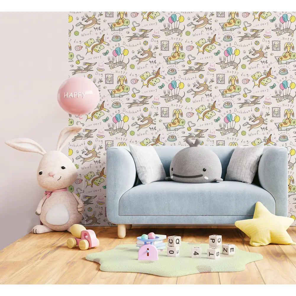 Обои флизелиновые Артекс Таксы розовые 1.06 м 10714-03 STLM-2069722 - Вид №2