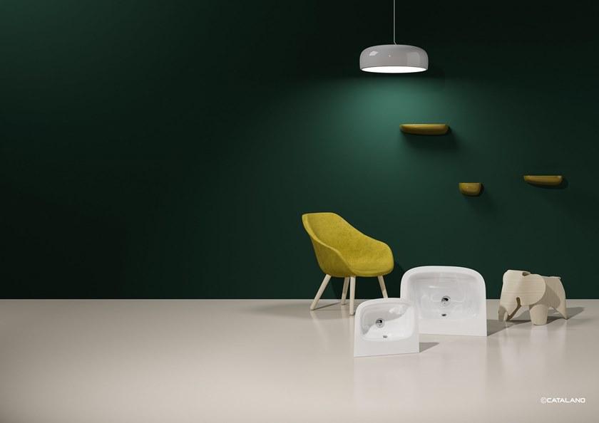 Подвесная раковина настенная прямоугольная CERAMICA CATALANO GREEN ONE белая sun-id-1349175 - Вид №2