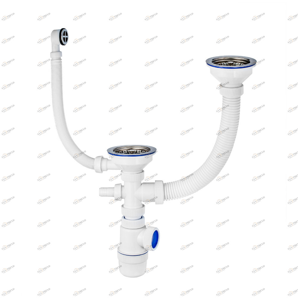 Сифон "Элит" (30986178) для 2-ой разноуров. мойки с нер.чаш.112 мм, отв для ст/м,(3?"- ?40) 30986178 Santreyd 