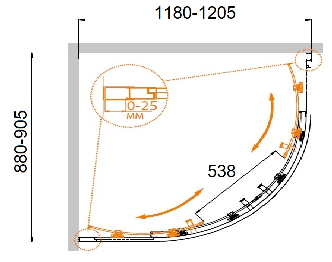 Душевой уголок CEZARES MOLVENO-RH-2-120/90-C-Cr-IV - Вид №4