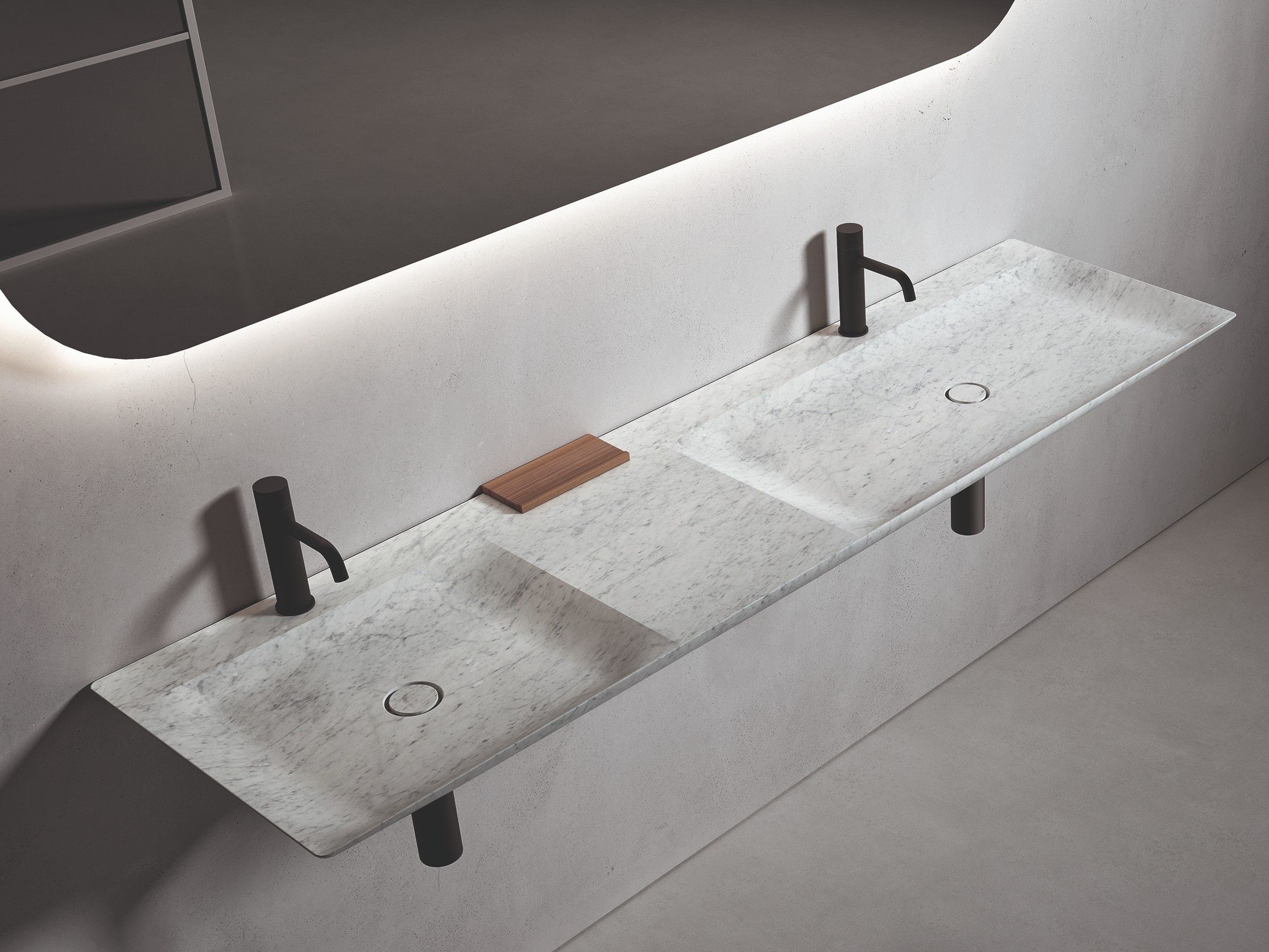 Мраморная прямоугольная двойная подвесная раковина Boffi L 18 ARCH-00067193