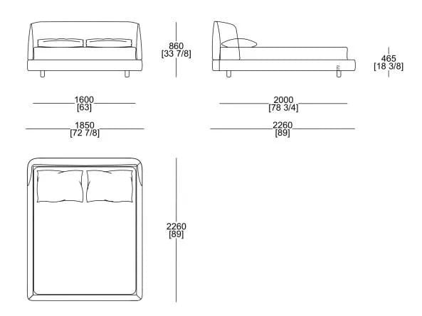 Двуспальная кровать из ткани с мягким изголовьем MisuraEmme VIRGIN ARCH-00033478 - Вид №6