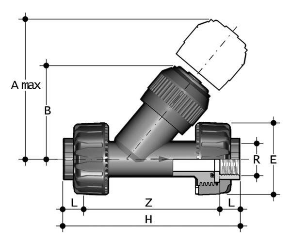 SANIT 121303060032 Обратный клапан, PVC-U, винт с резьбой втулки  - Вид №1
