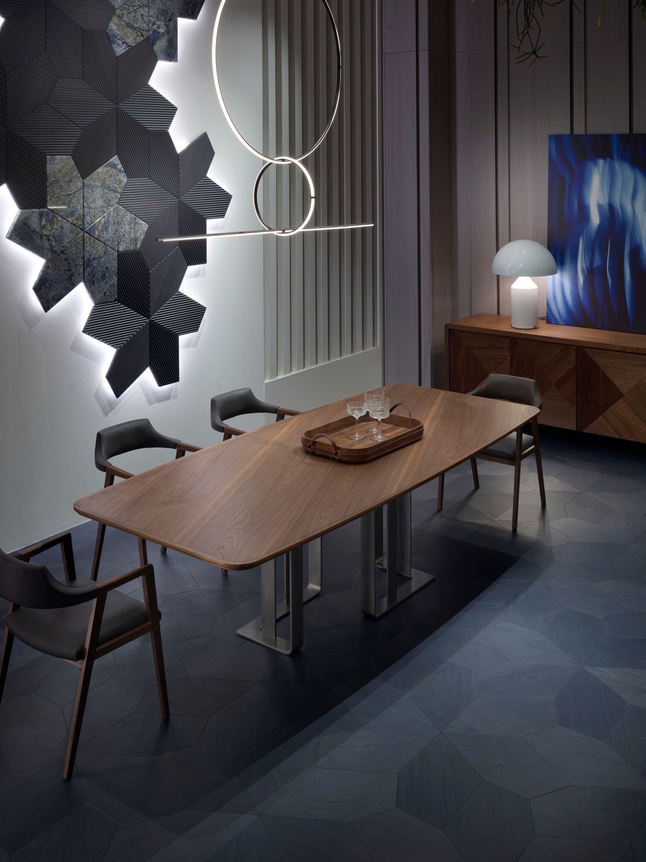 Стол с деревянной столешницей и металлической подставкой Arte Brotto Leonardo ARCH-00007663 - Вид №1