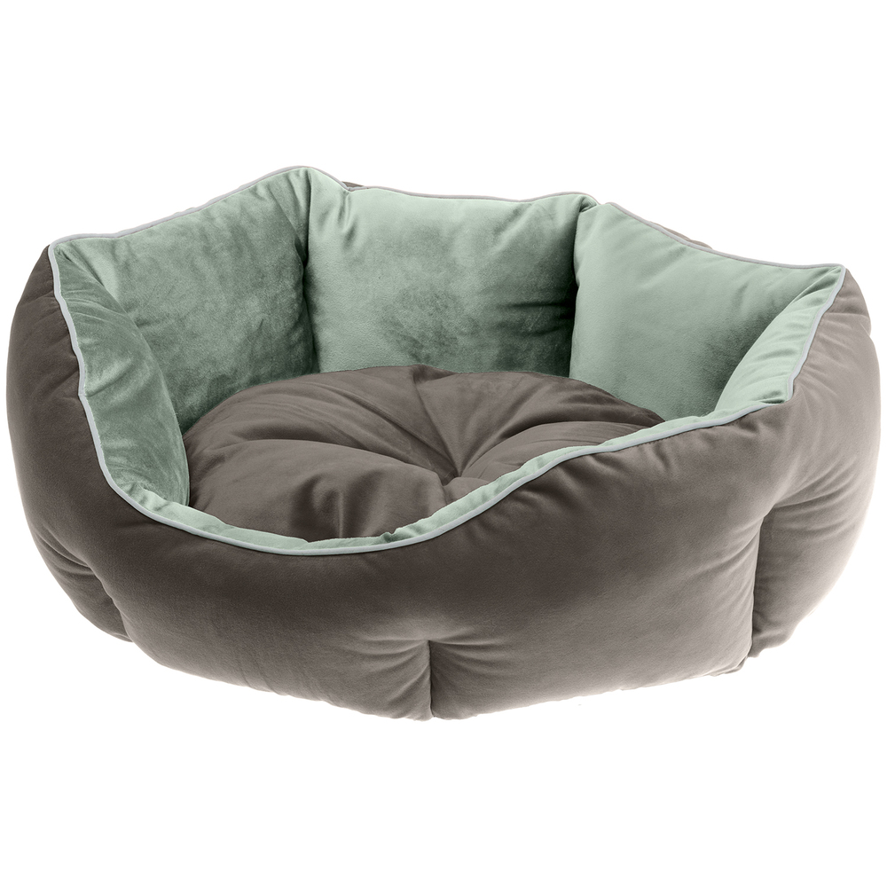 ПР0057053 Двухсторонняя софа для собак QUEEN 50 зелено-серая (велюр) 50x40xh18см FERPLAST 