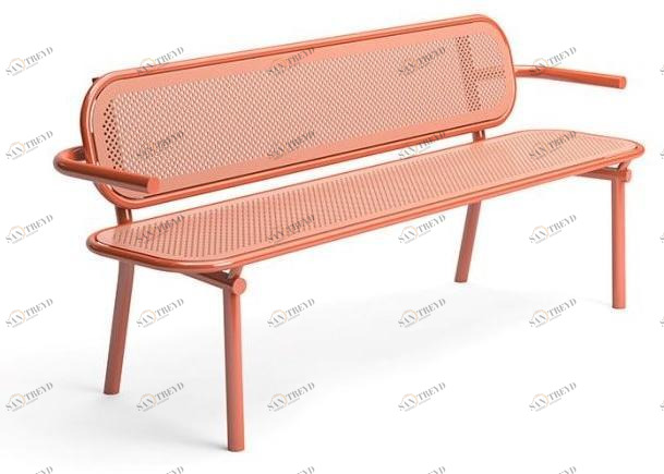 VESTRE Скамья из оцинкованной стали со спинкой Pop sun-id-1353343