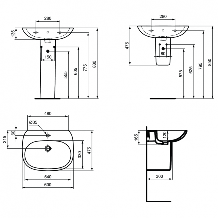 T352201 Раковина 60 см Ideal Standard TESI - Вид №8