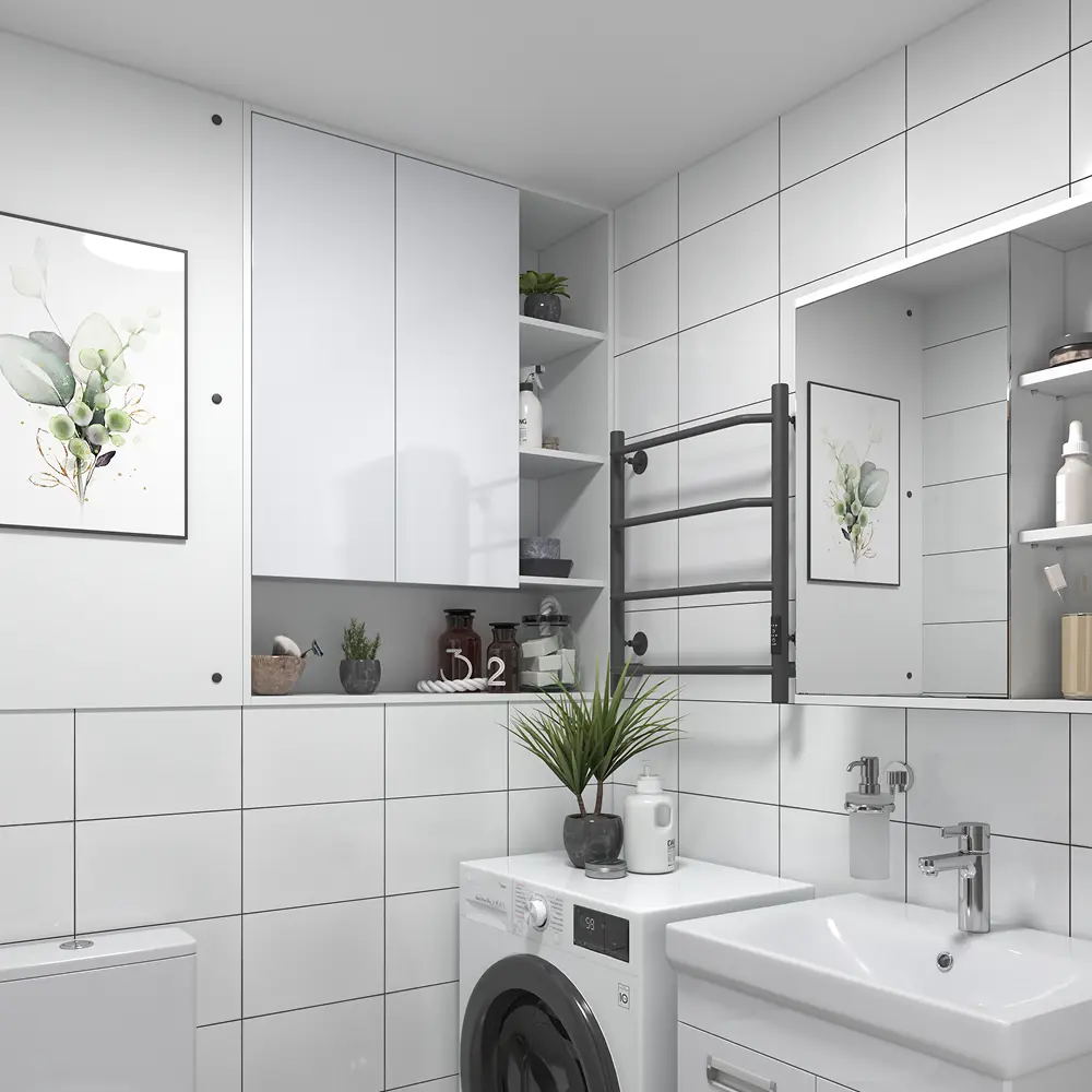 Шкаф для ванной комнаты без зеркала подвесной Vigo Milk 89.5x116x30 см цвет белый 89446218 STLM-2063565 - Вид №9