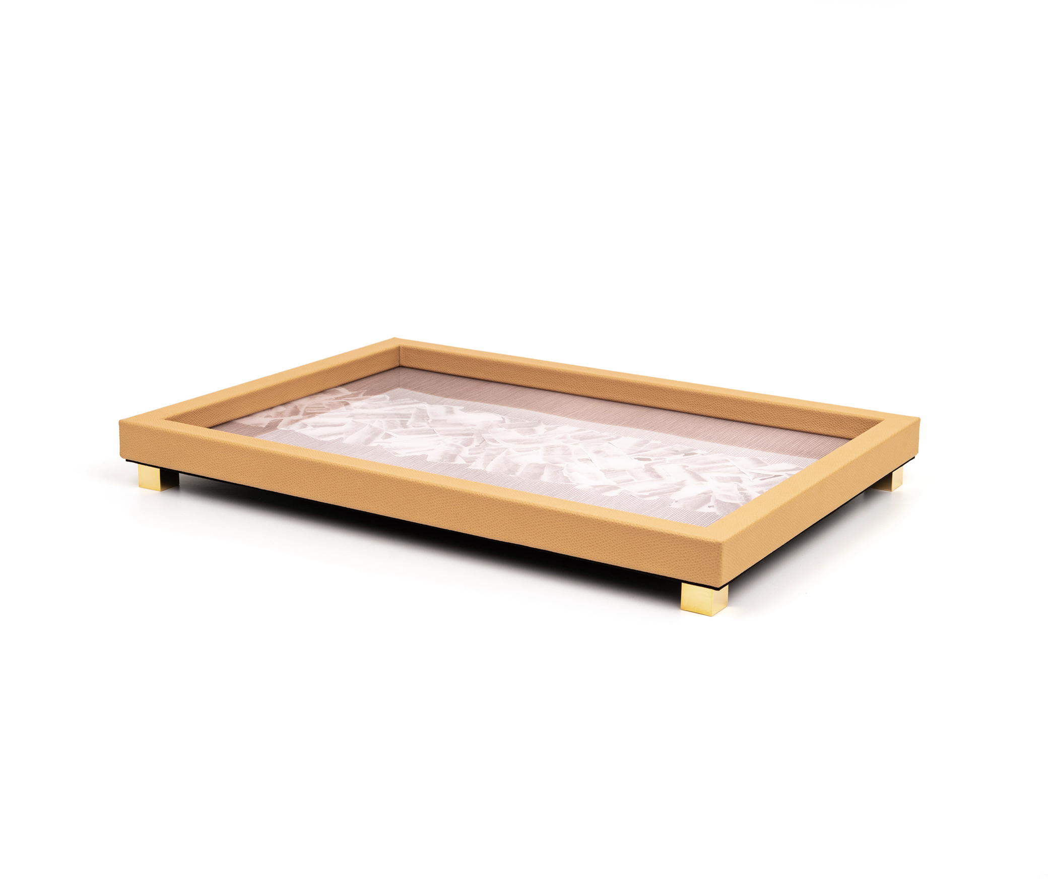 Поднос для заметок - 45X32 см/металл-хром/зернистая кожа_кремовый Pinetti 00.1981.029.027