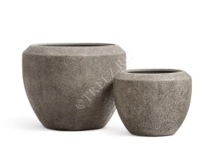 41.3321-11-067-LBR-56 Кашпо  Effectory - серия Volcano - Чаша Design - Серо-коричневый туф Цветочная коллекция