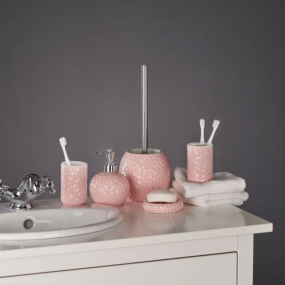 Стакан для зубных щеток Rosy керамика цвет розовый 89123644 STLM-2002703 Santreyd - Вид №3