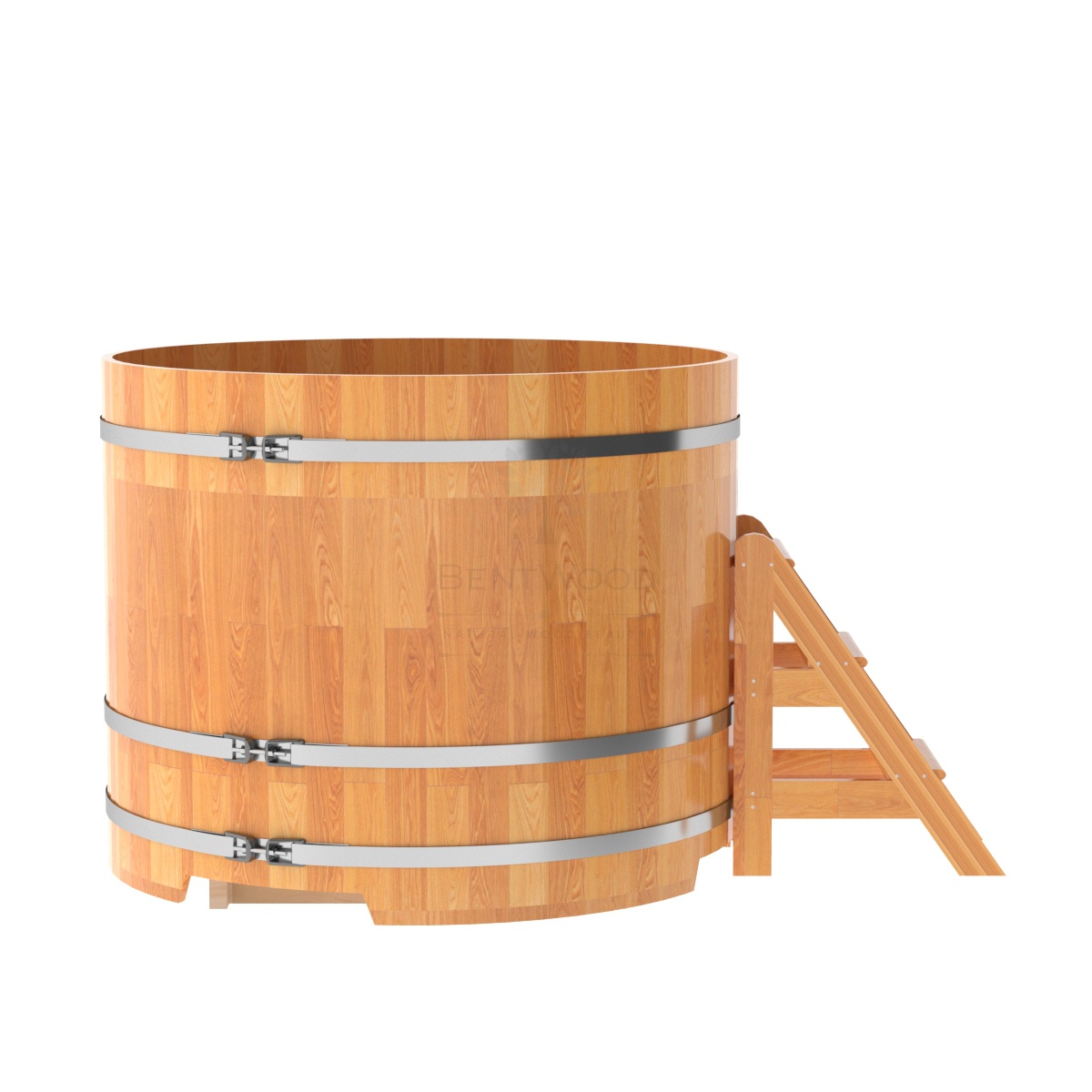 1523 Купель круглая из сращенных ламелей лиственницы d=1,50х1,2 натуральная Alyarus  - Вид №2