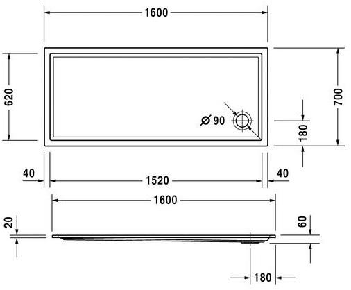 Duravit Поддон для душа прямоугольный из акрила Starck 720129 - Вид №1