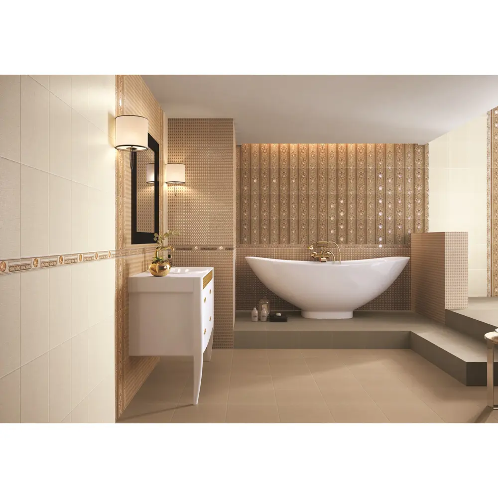 Декор Ласселсбергер «Текстиль 1» 25х33 см цвет светло-бежевый LB CERAMICS STLM-2098201