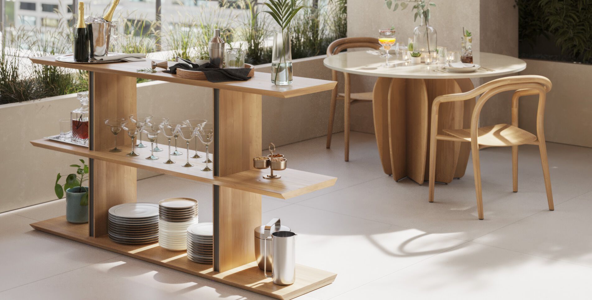 Круглый стол из тикового дерева Punt тень ARCH-00006614