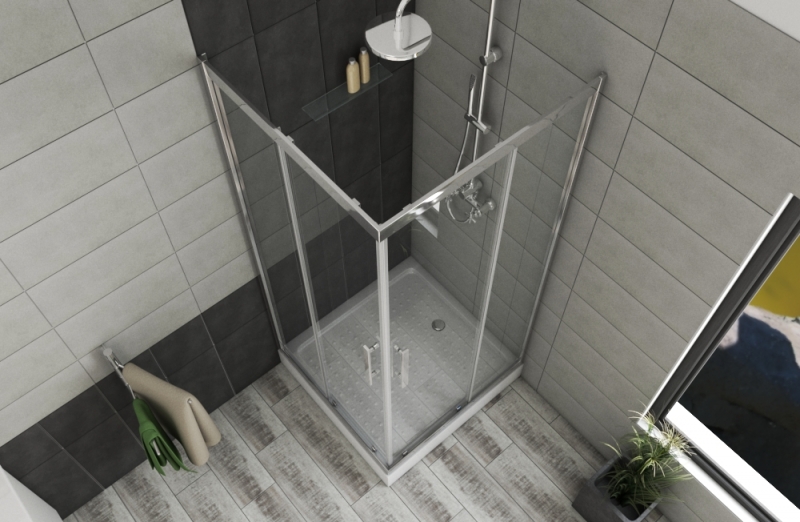 Душевое ограждение (без поддона) с двумя раздвижными дверьми STREAM BS090.2204S bravat - Вид №1