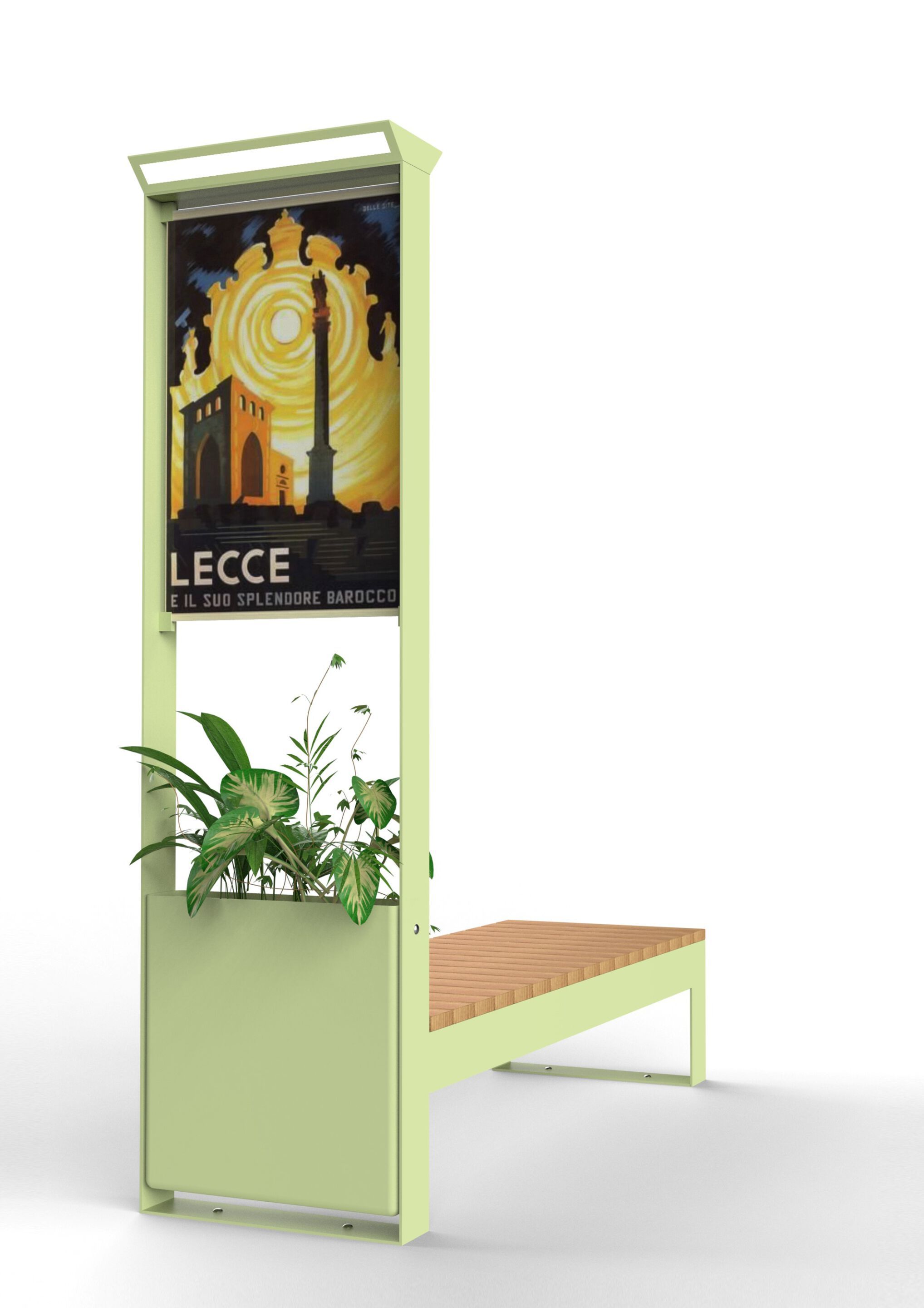 Стальная скамья без спинки со встроенным тотемом и плантатором CITYSì APULIA ARCH-00023274 - Вид №2