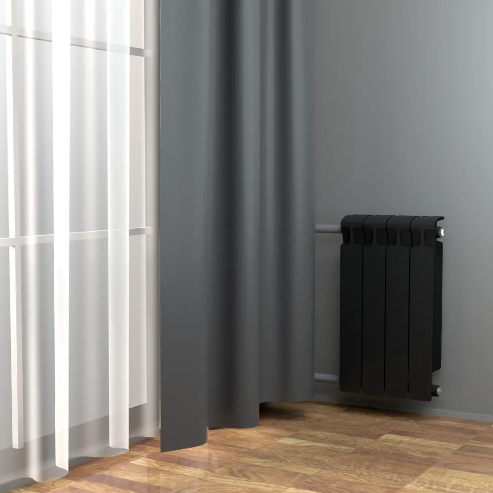 Радиатор секционный Rifar Monolit M50012RAL9005 500/100 12 секций боковое подключение биметалл черный STLM-2130094 - Вид №6