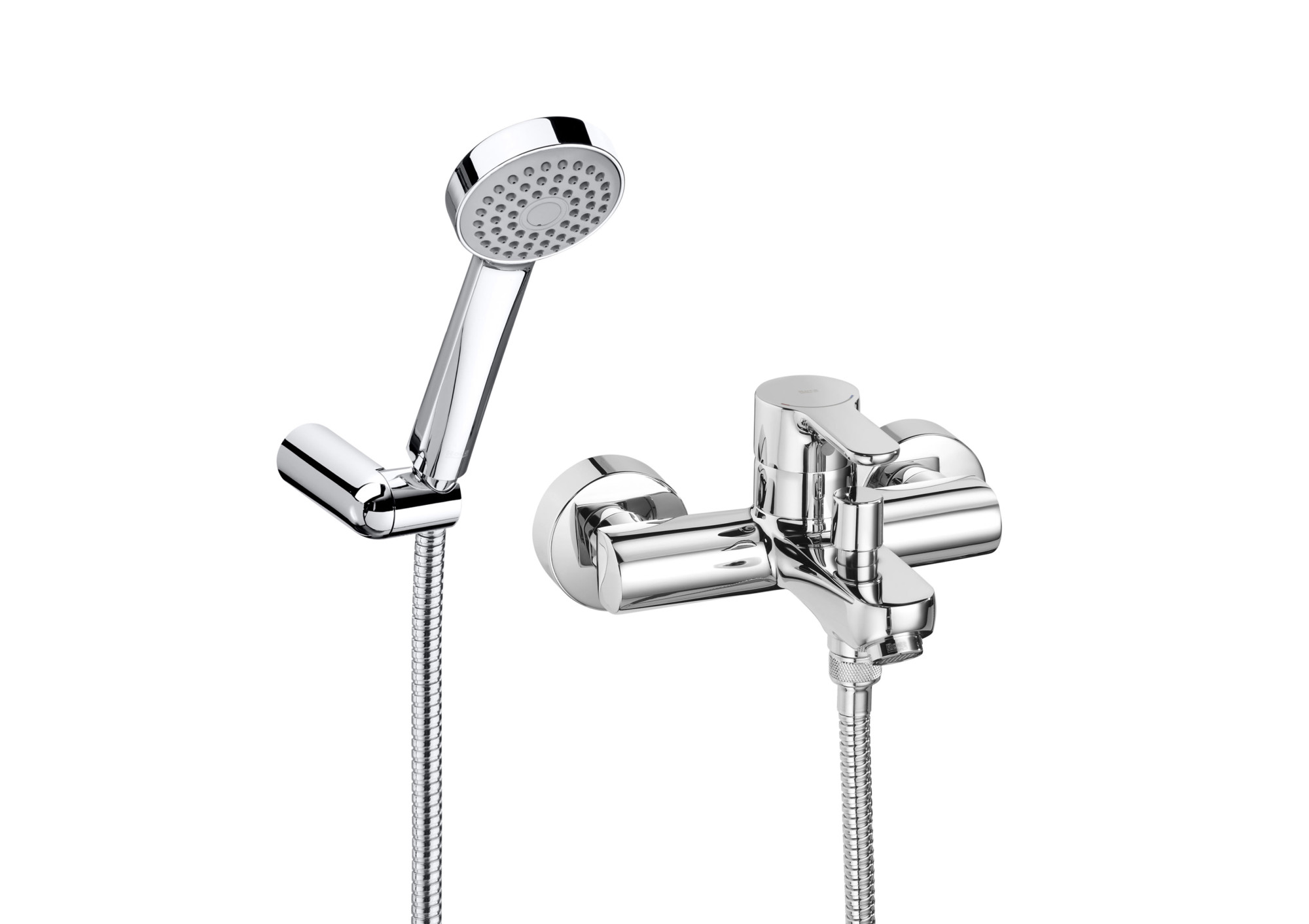 A5A0109C02 Однорычажный внешний смеситель для ванны и душа с автоматическим переключателем, ручной душ, гибкий шланг 1,70 м. и шарнирный кронштейн для душа ROCA L20 