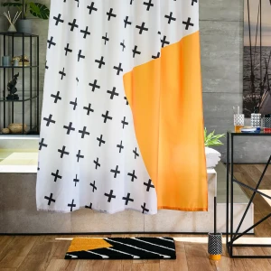 Штора для ванны Moroshka Memphis 180x200 см полиэстер цвет белый/жёлтый