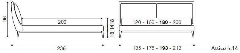 Twils Двуспальная кровать из кожи с обитым изголовьем Attico sun-id-1449969 - Вид №5
