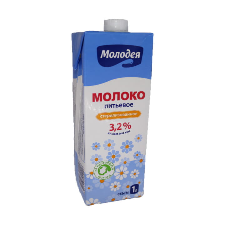 Молоко стерилизованное 3,2% Молодея 1 л БЗМЖ Santreyd 21171
