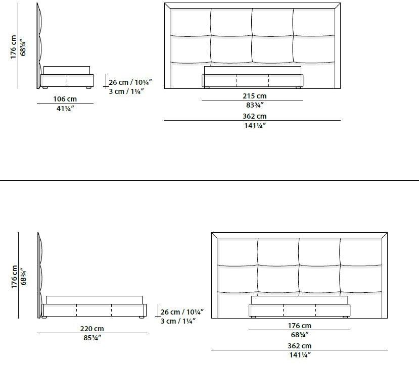 BAXTER Кожаная кровать с мягким изголовьем sun-id-1348169 - Вид №1