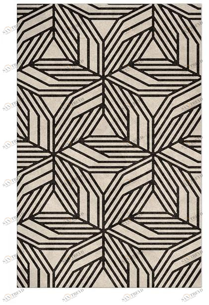 BRABBU Прямоугольный коврик ручной работы из ткани в стиле модерн с геометрическими мотивами sun-id-1416587