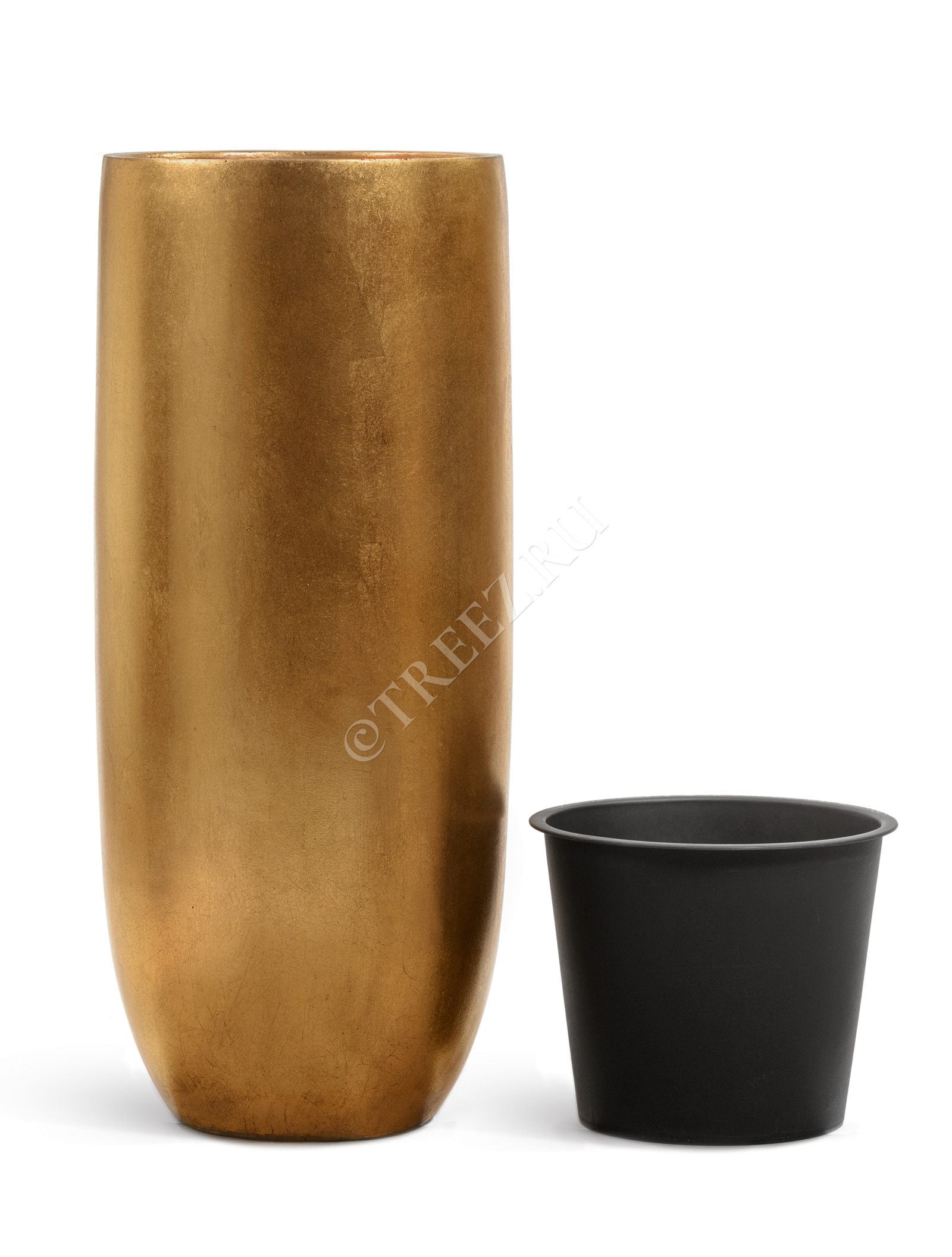 41.3317-04-014-GLD-95 Кашпо  Effectory - серия Metal - Высокий округлый конус - Сусальное золото Цветочная коллекция  - Вид №3
