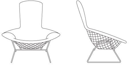 KNOLL Кресло из ткани с высокой спинкой Bertoia sun-id-1384142 - Вид №11