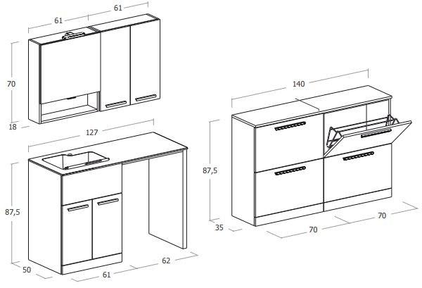 LEGNOBAGNO Модульный шкаф для белья с распашными дверцами и раковиной Urban sun-id-1438377 - Вид №4