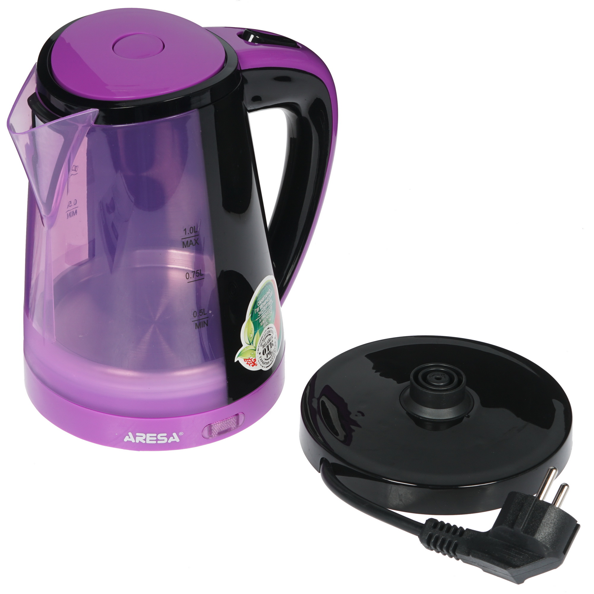 1129407 Электрочайник Aresa AR-3434 черный STDN-0075992 - Вид №3