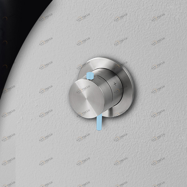 Термостат для душа матовая сталь с голубой ручкой Toki Radomonte TER51SCIL17