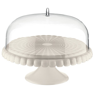 199400156 Блюдо для торта с крышкой tiffany, D36 см, акрил, молочно-белое Guzzini