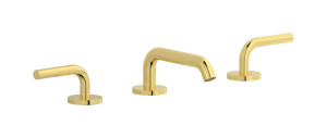 Смеситель для раковины на 3 отверстия с коротким изливом в комплекте с донным клапаном. WE ARE IB rr392oo Gold Brera