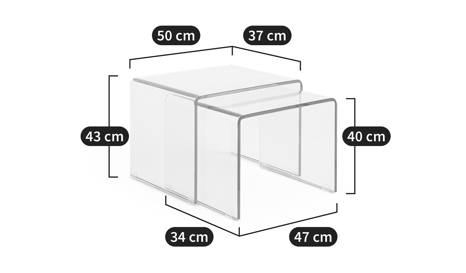 Штабелируемый журнальный столик из закаленного стекла AMPM кристально чистый ARCH-00127743 - Вид №4