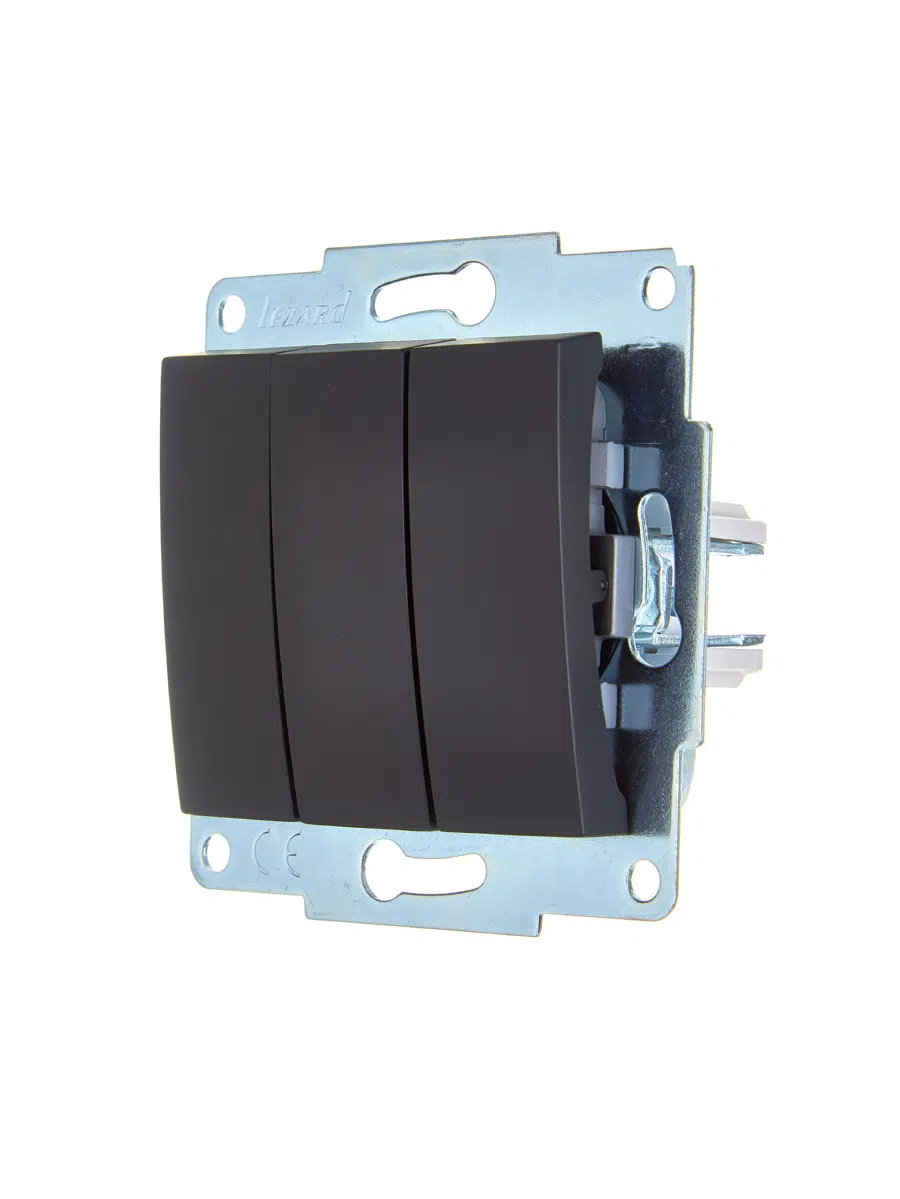 ASTI Выключатель тройной чёрный бархат механизм LEZARD 7081-4288-109 - Вид №2