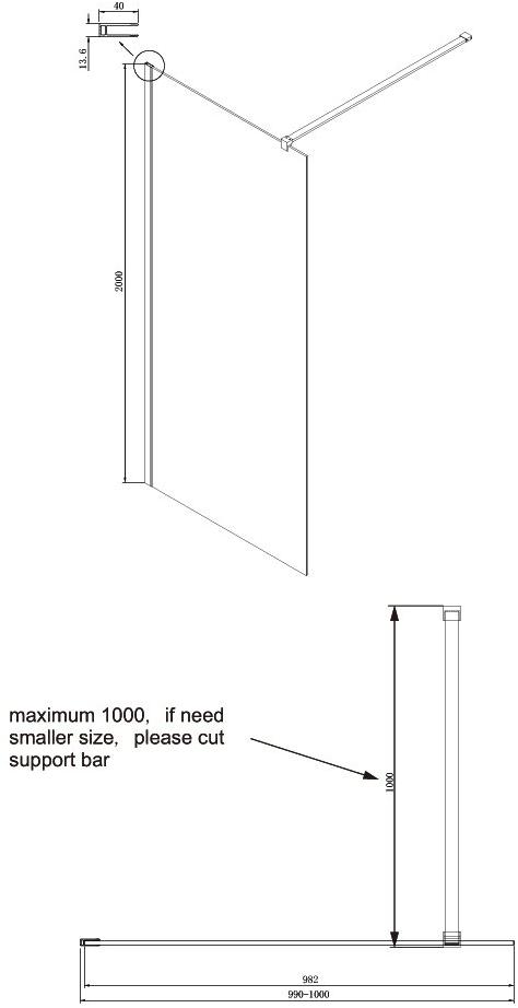 Душевая перегородка Ambassador Waik-in 15031110 (1000x2000), 1 место Walk-in - Вид №7