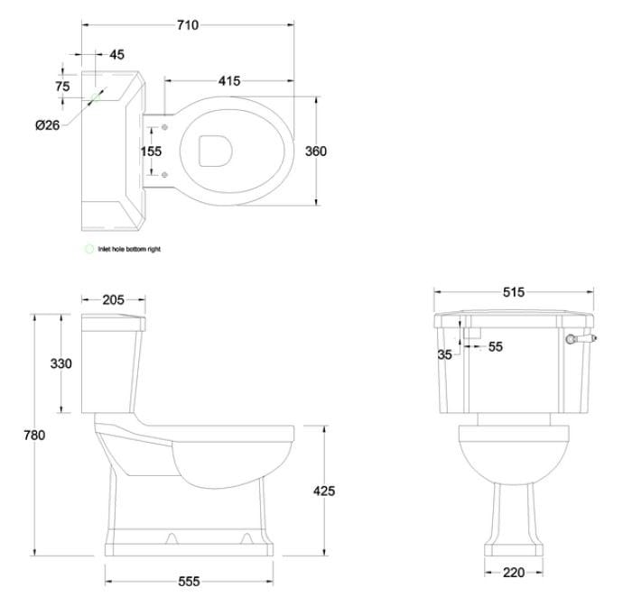 Туалет в оконном шкафу с напольной внешней кассетой Burlington TRAP ARCH-00149445 - Вид №3