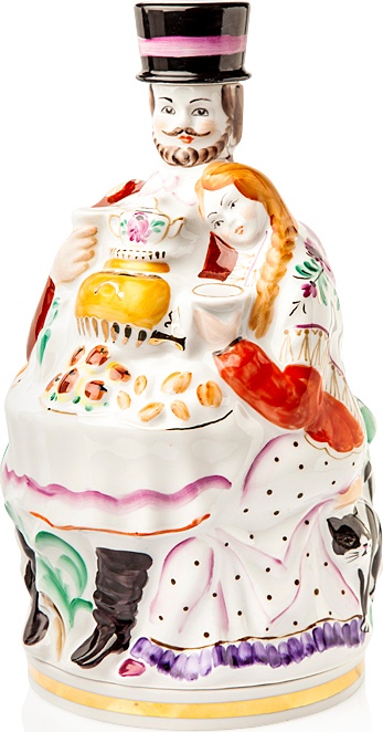 10617325 Промыслы Вербилок Штоф декоративный 24 см  "У самовара"  (рестайлинг) Фарфор 