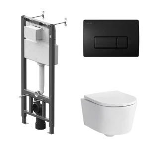 Комплект инсталляции AM.PM Tech с унитазом безободковым Sensea Neo клавиша AM.PM Tech M черная