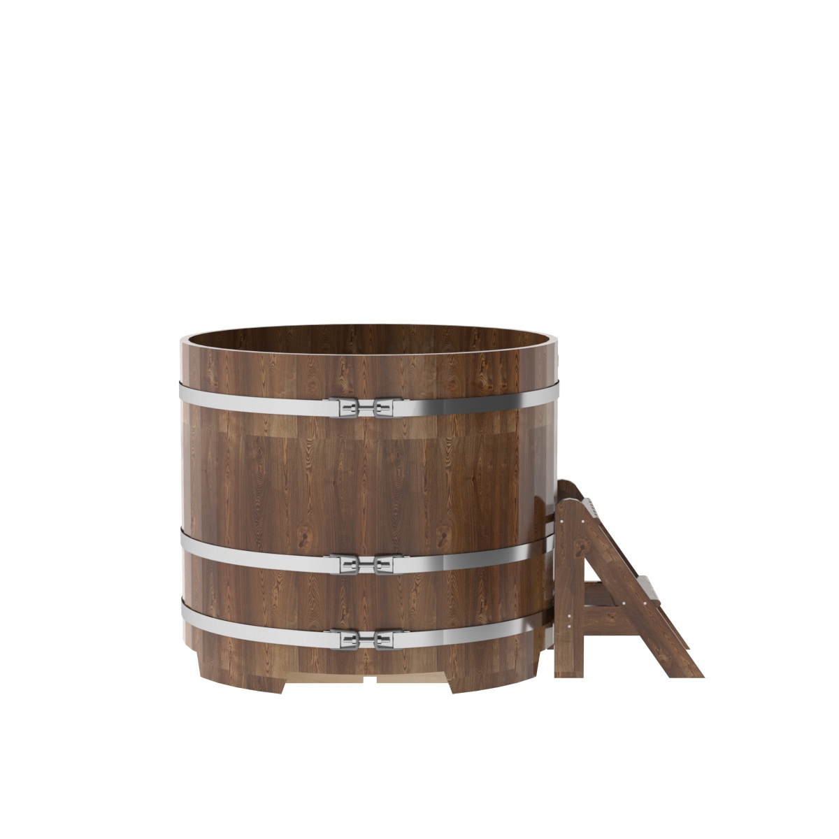 1502 Купель круглая из сращенных ламелей лиственницы d=1,17х1,0 морёная Alyarus  - Вид №2